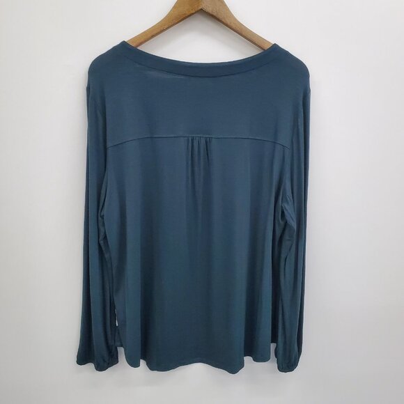 Maurices Chiffon Blouse Womens Size 2XL Teal Floral Long Sleeve Boho Fairy NWT - Picture 4 of 15